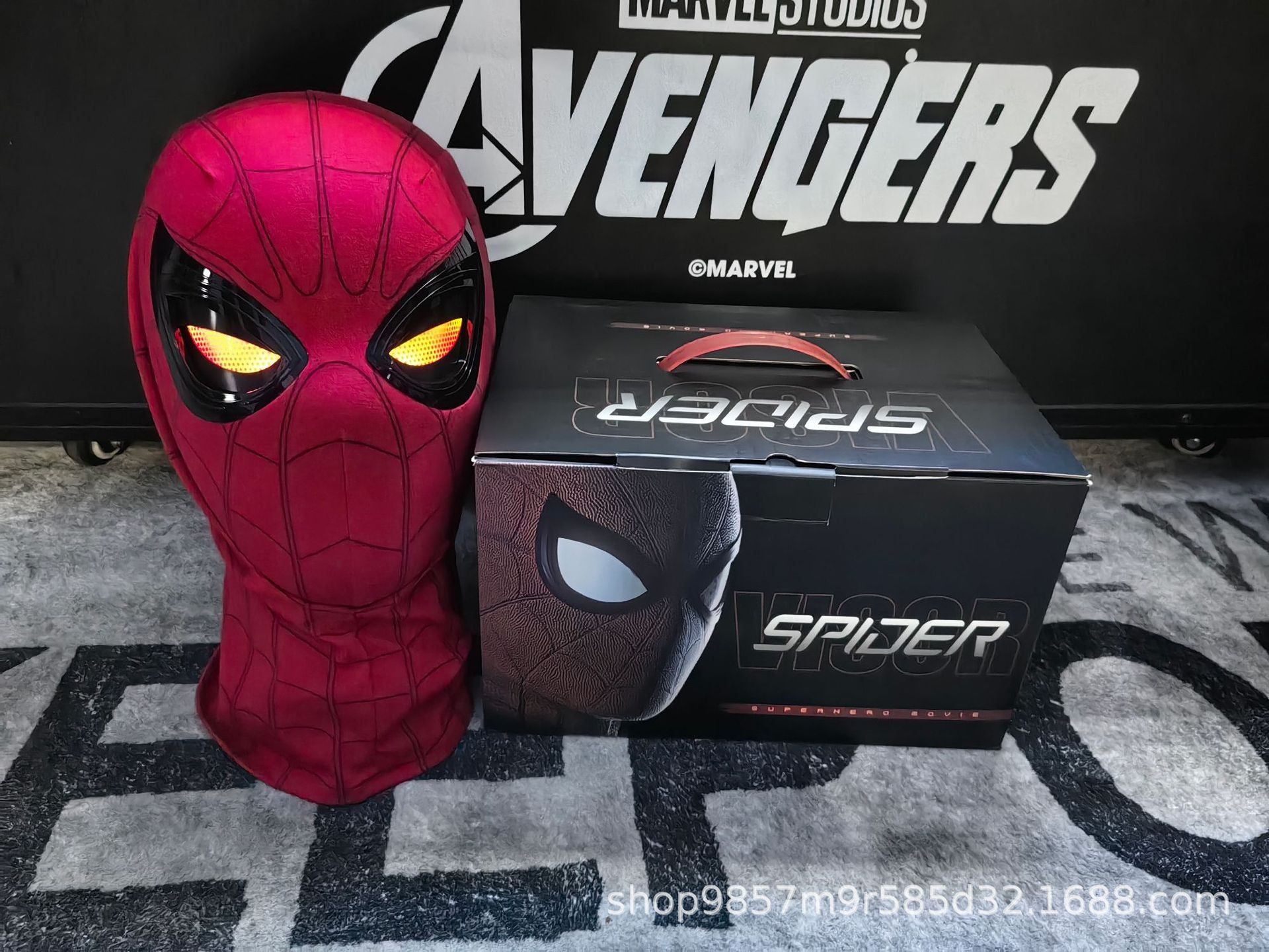 [Same Style on Douyin] Halloween Spider-Man Headgear Electric Luminous Mask Blinking Helmet High-tech Mask