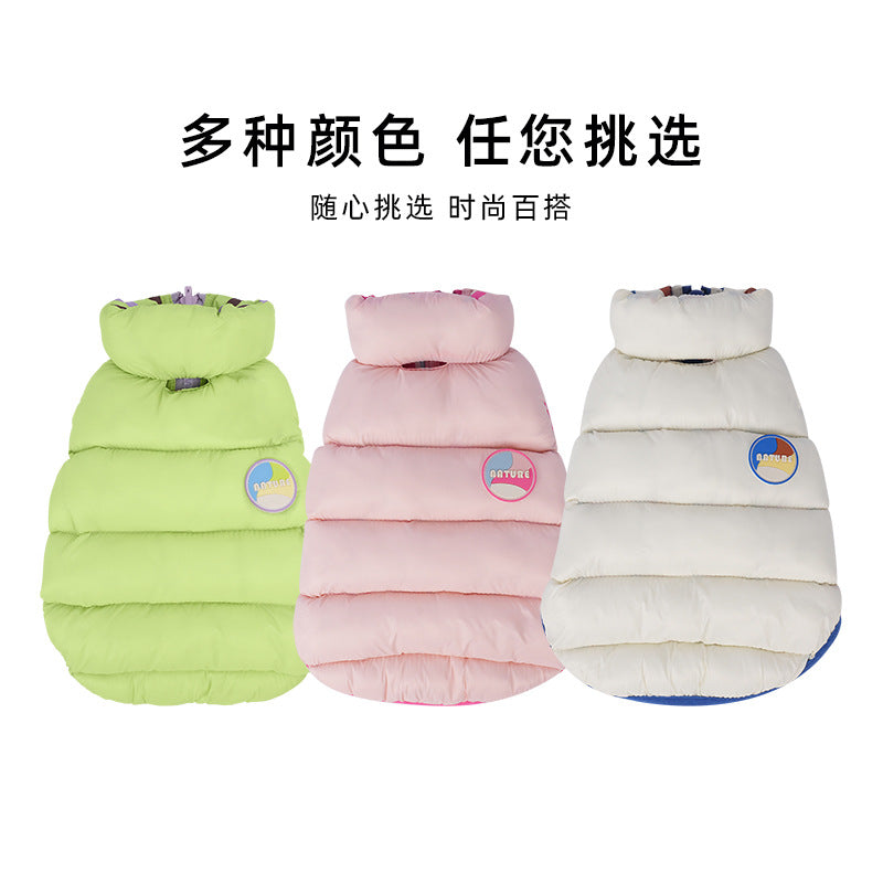 Pet cat and dog autumn and winter vest candy color double-sided wear cotton coat schnauzer basic versatile puppy dog clothes wholesale