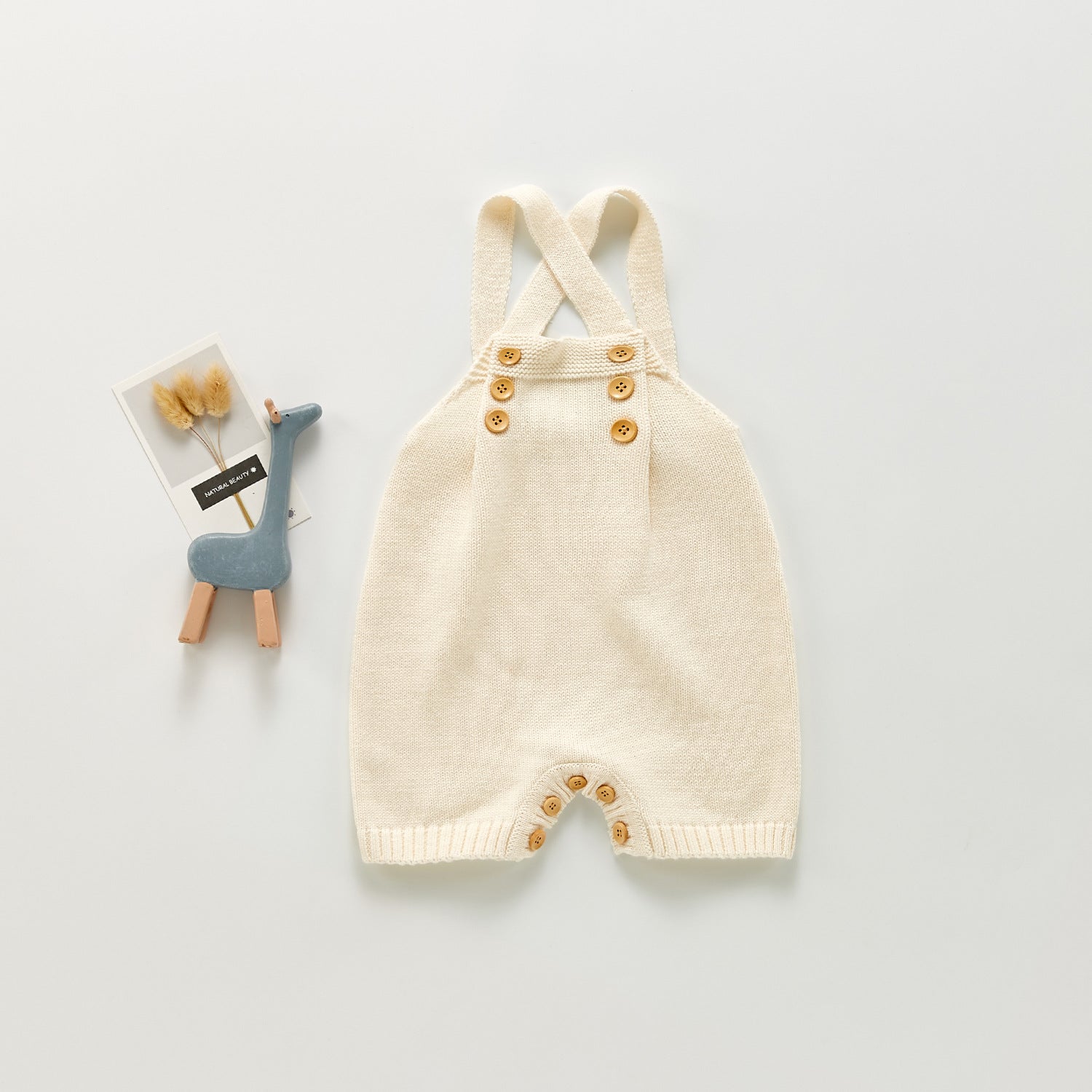 ins South Korea 2021 autumn male baby baby crawling clothing knitted bib pants three-color button climbing clothing