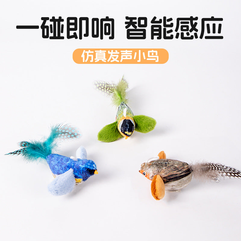 Cat teaser stick simulates a bird cat toy that can make a sound to relieve boredom, scratch-resistant and bite-resistant pet supplies