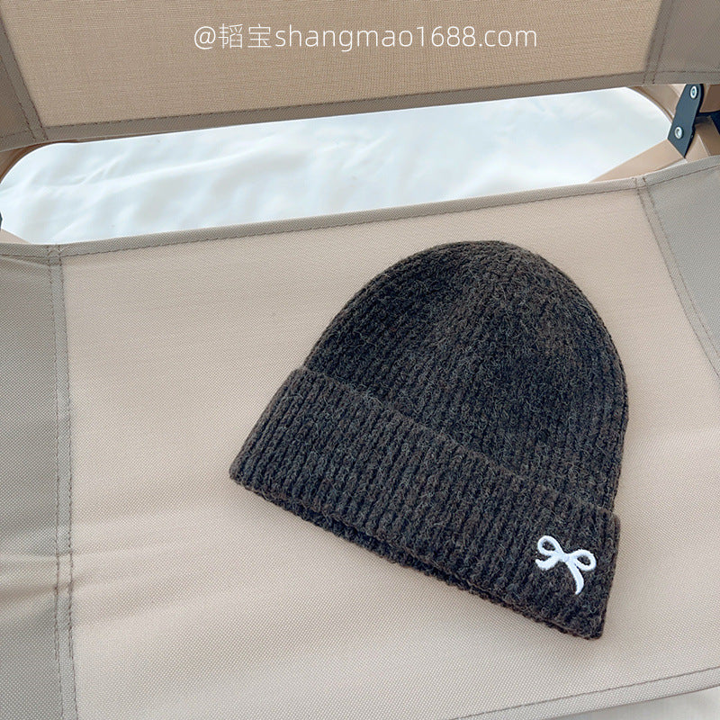 2025 new children's knitted hat winter embroidery cotton yarn hat baby girl casual all-match outdoor warm cold hat