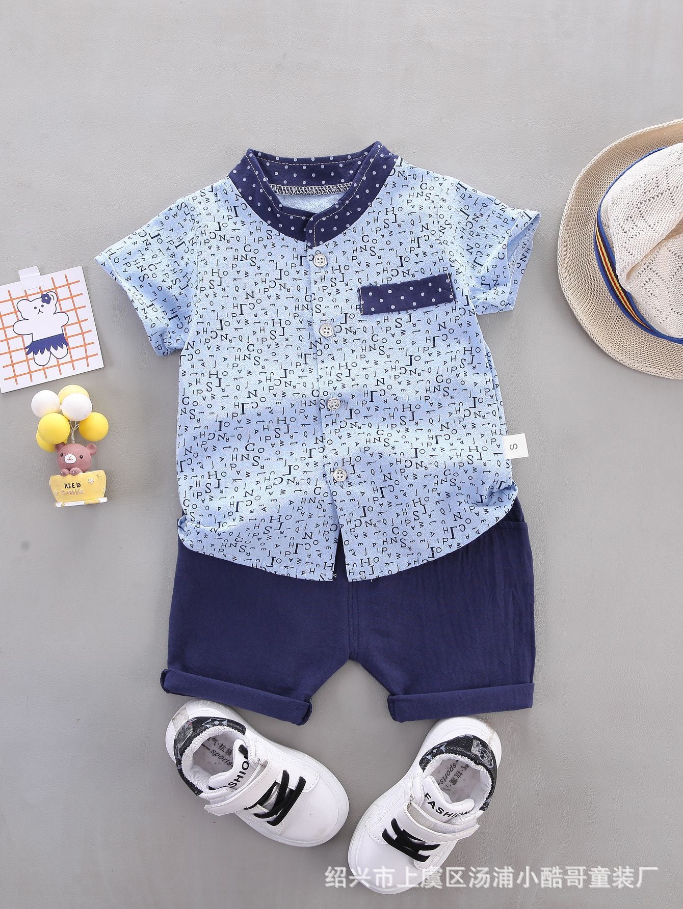 Cross-border children's clothing source manufacturers wholesale summer Korean version of thin baby suits cartoon trendy casual two-piece suits