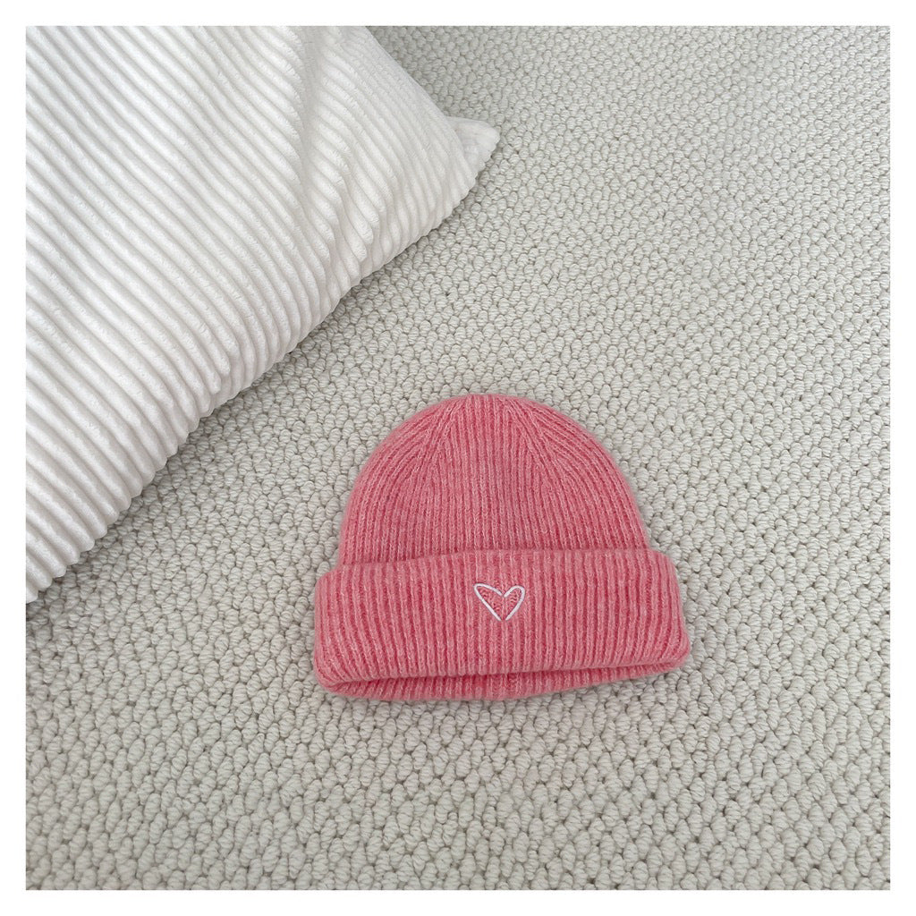 Korean baby autumn and winter hat newborn baby autumn new knitted hat Korean style simple love wool hat