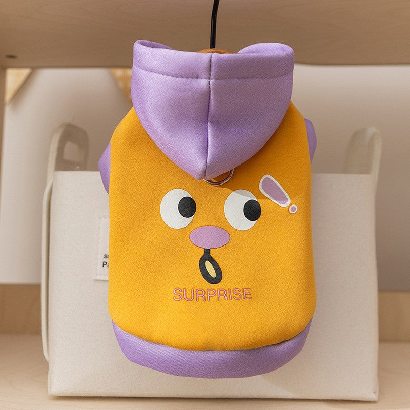 Autumn and winter dog clothes thin fleece warm hooded sweatshirt funny cat two-legged pet clothes Teddy transformation outfit
