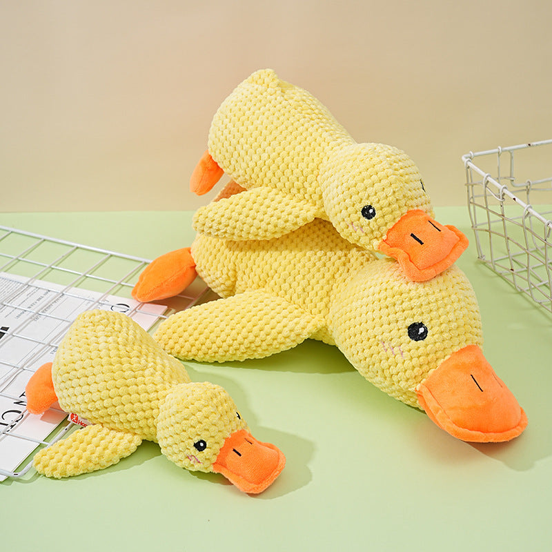 Dog toy plush sleeping duck chewing teeth sound to relieve boredom small and medium-sized dog pet sound toy little yellow duck