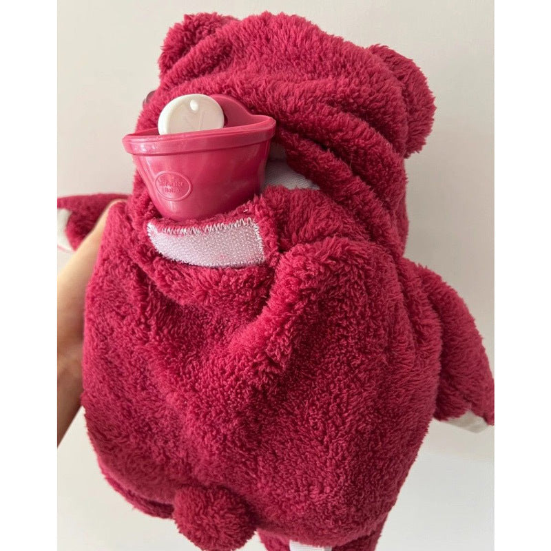 Cartoon plush hot water bottle explosion-proof water injection student hot water bag cartoon doll bear silicone warm baby manufacturer wholesale
