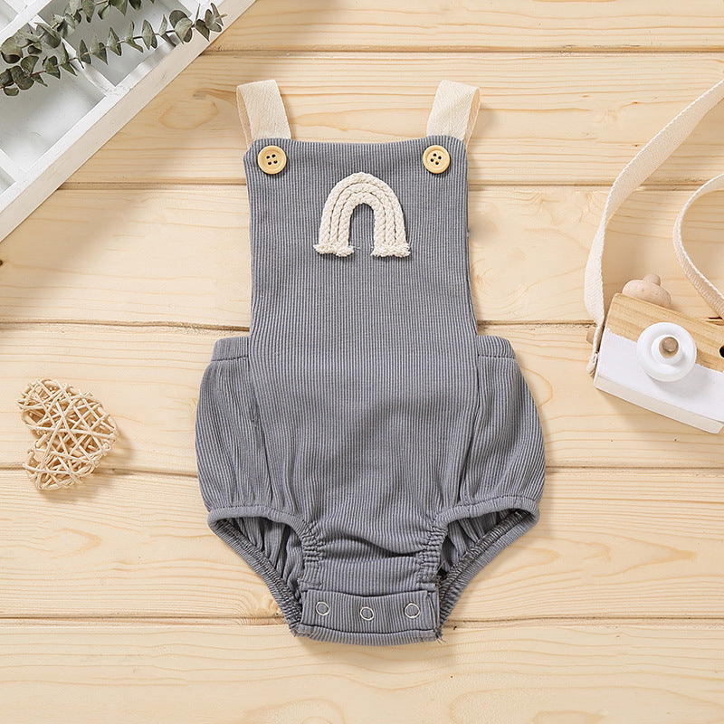 Sleeveless concealed buckle general male and female baby onesies spot cotton non-hooded triangle climbing