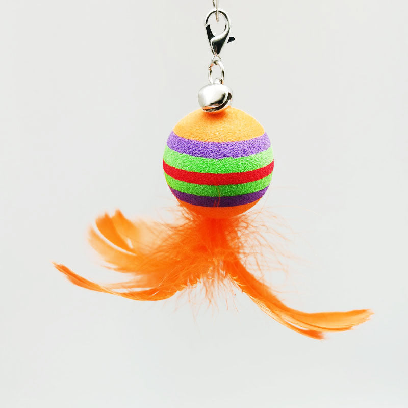 Love Bird Cat Toy Colorful Feather Bird Steel Wire Long Rod Amusing Cat Stick Replacement Head Self-Hi Bite-resistant Pet Toy