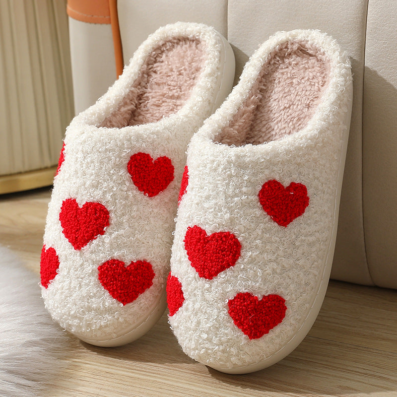 Halloween cross-border mushroom hot sale winter peach heart cotton slippers women wholesale indoor home rainbow plush warm slippers