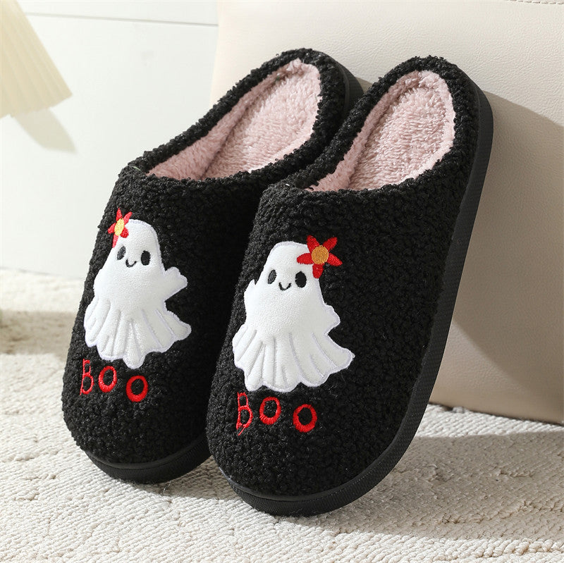 Halloween cross-border mushroom hot sale winter peach heart cotton slippers women wholesale indoor home rainbow plush warm slippers