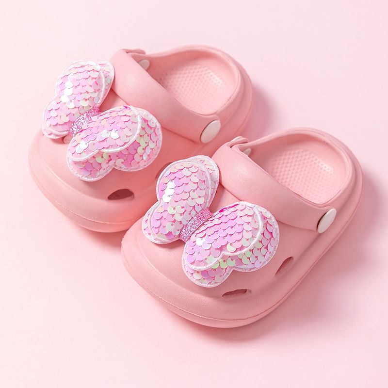 Children's slippers for girls princess style going out non-slip soft-soled hole shoes fashionable bowknot girl baby closed-toe shoes