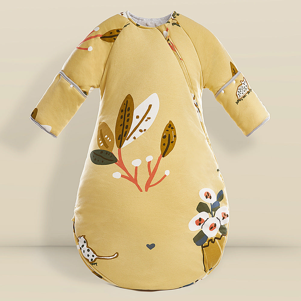 Autumn and winter baby sleeping bag children's bean velvet blanket thickened anti-kick quilt four seasons comfort baby sleeping bag cross-border