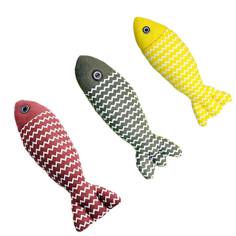 Cat Toy Cat Amusement Linen Fish Self-entertainment Catnip Fish Bite-resistant Cat Amusement Stick Simulation Mint Fish Pet Toy