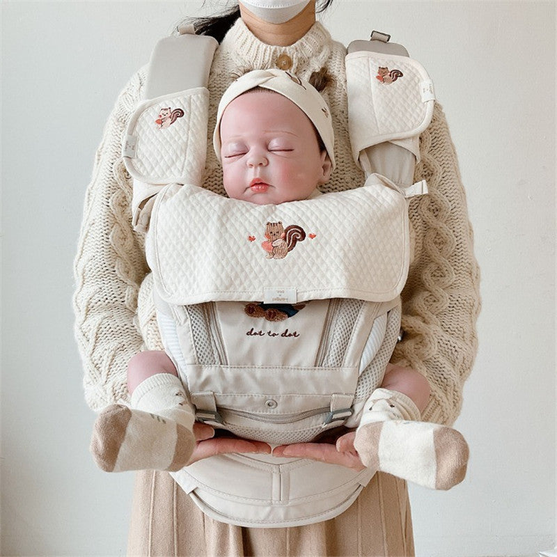 ins Korean baby universal sucking belt chest bite towel shoulder waist stool accessories pure cotton baby carrier bib towel