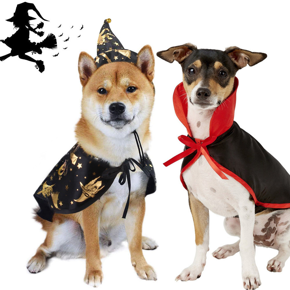 A variety of halloween wizard cloak suit pet dog cat hat ornament 2022 new print