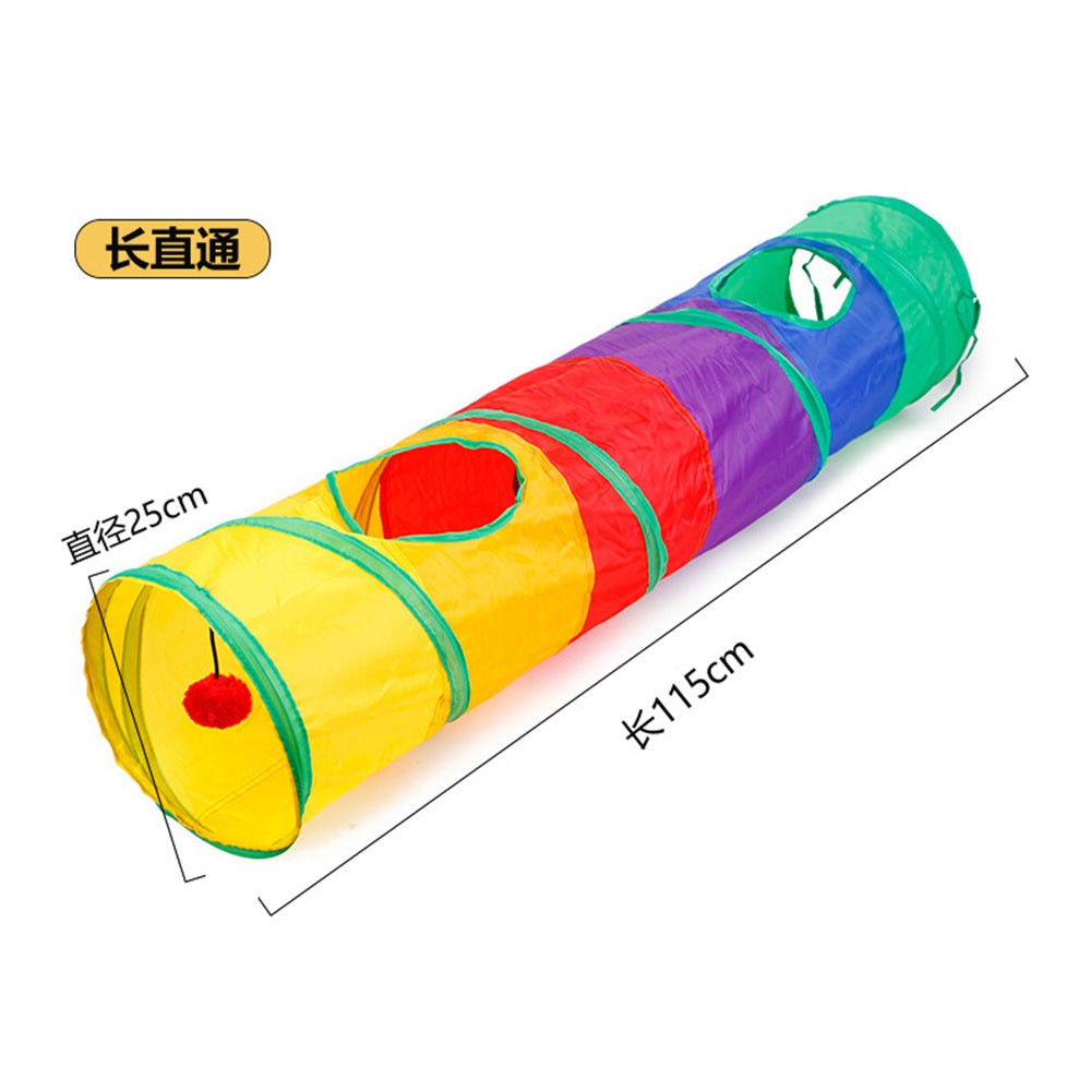 Summary Manufacturers Cross-border Pet Cat Tunnel New Products Cat Rainbow Channel Interactive Drill Bucket Foldable Cat Toy