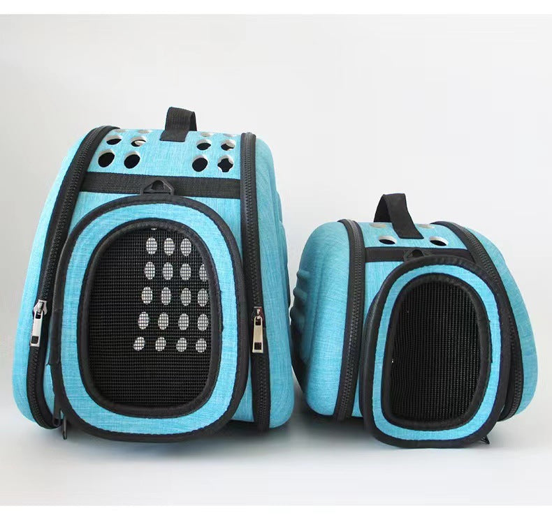 Messenger pet bag breathable foldable pet backpack large capacity two small cat bags outing portable bag in stock