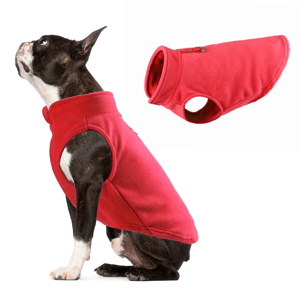 Pet clothes European and American Amazon cross-border thickened solid color polar fleece pet vest manufacturers spot dog clothes