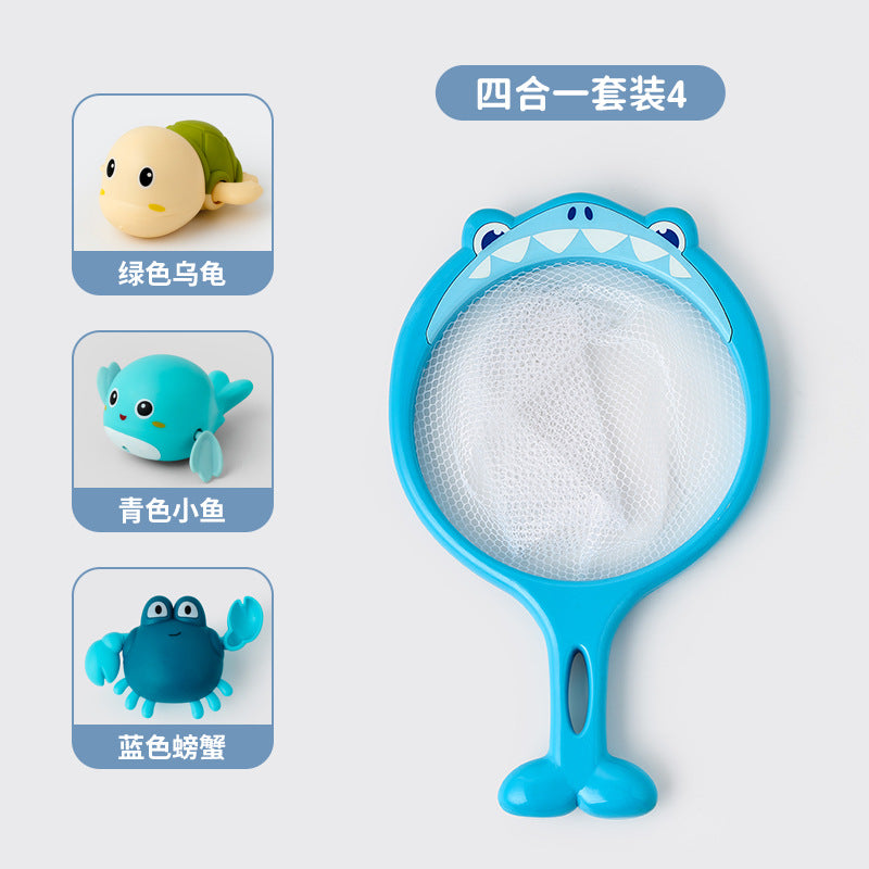 Douyin hot selling children's bathroom water swimming little penguin crab chain cool swim baby bath water toys