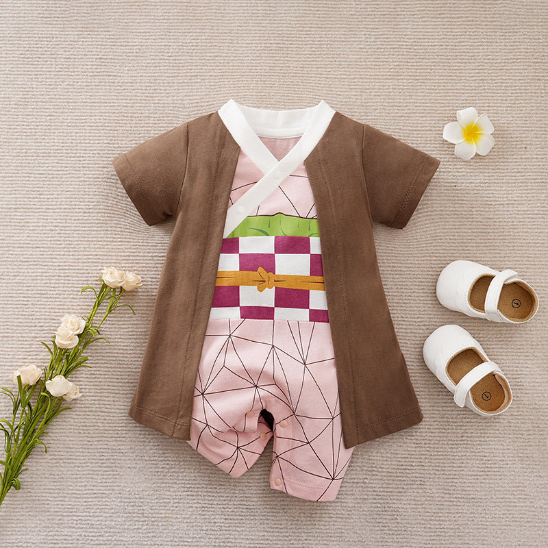Baby Spring and Autumn Clothing Cotton Long Sleeve Harness Category A Outerwear Animation Themed Newborn Onesie Romper