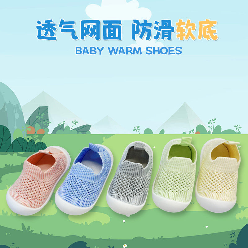 New spring and summer mesh breathable 1-3 years old boys and girls baby toddler shoes children's shoes indoor and outdoor floor shoes soft sole
