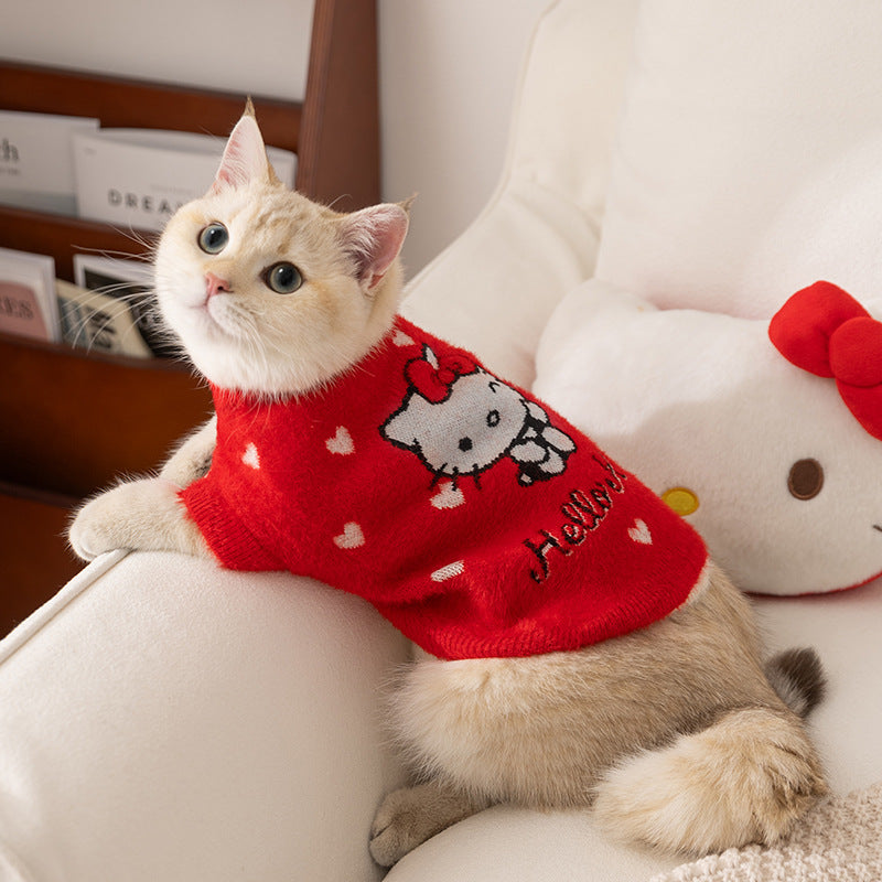 Autumn and winter joint cat clothes thick warm pullover sweater Teddy dog two-legged clothes pet clothes