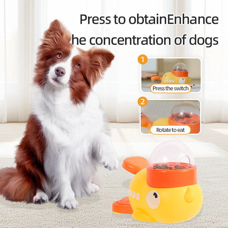 Cross-border temu toy little yellow duck pet cat automatic feeder intelligent interactive dog feeding machine puppy leaking food