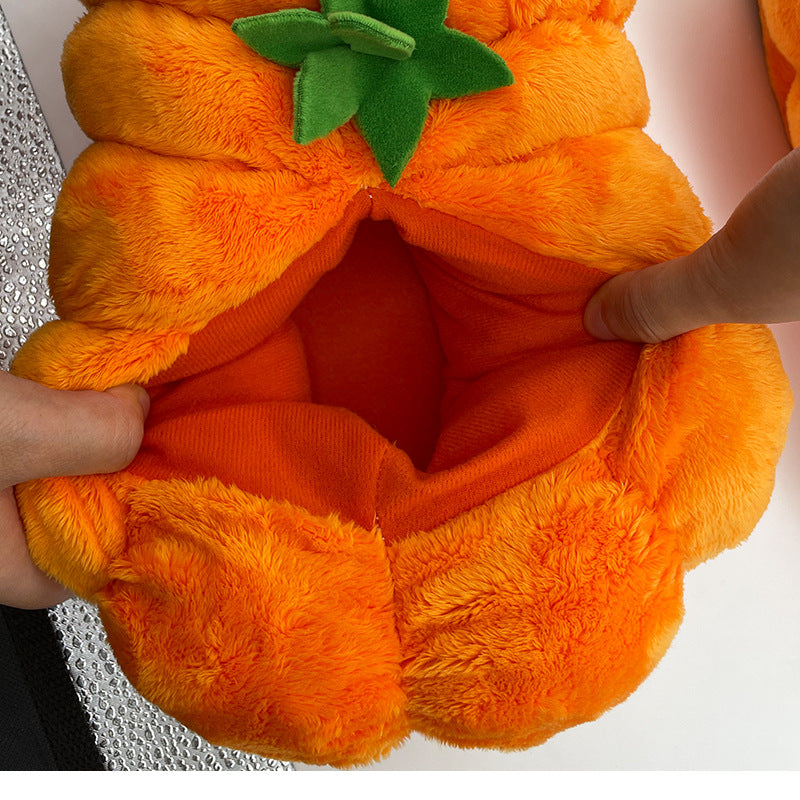 Spot cross-border Amazon hot product Halloween Pumpkin Slippers pumpkin plush slippers