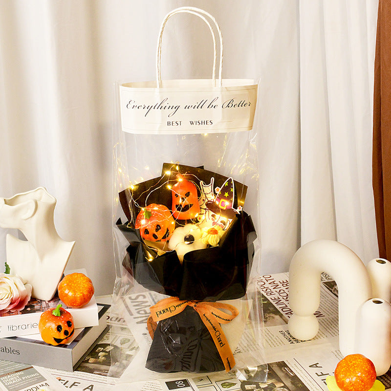 Halloween bouquet Amazon ghost face pumpkin bouquet finished shopping mall party kapok scene layout simulation flower