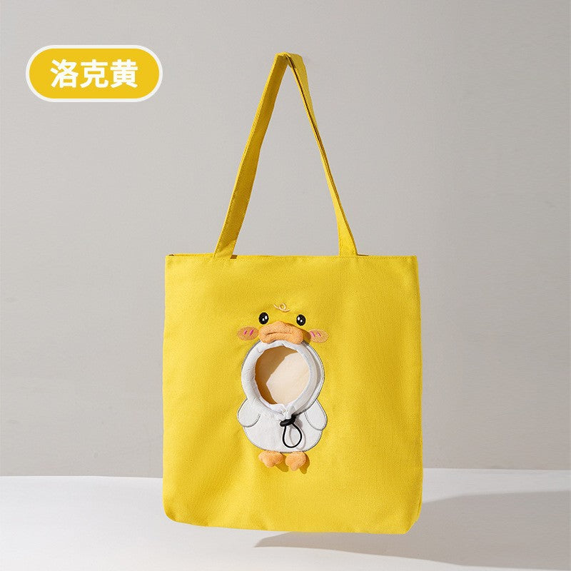 Cute canvas outing bag with exposed head and bee shape cat bag shoulder bag small dog handbag pet dog bag