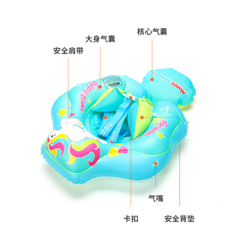 New style baby lying circle with roof children's swimming circle heightened airbag anti-rollover sunshade baby inflatable seat ring