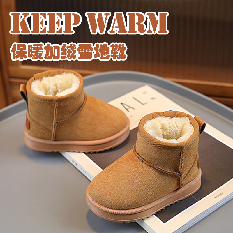 Children's snow boots new winter velvet thickened winter boots girls soft bottom cotton boots boys baby cotton shoes
