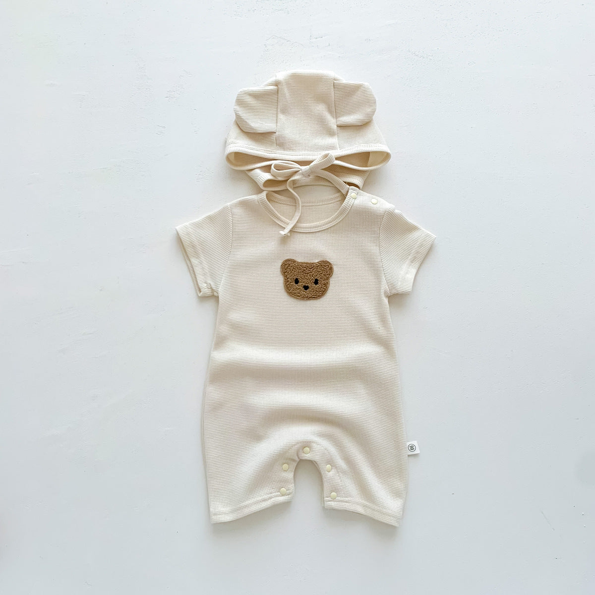 Children's clothing baby jumpsuit summer waffle bear baby clothes infant short-sleeved jumpsuit outerwear