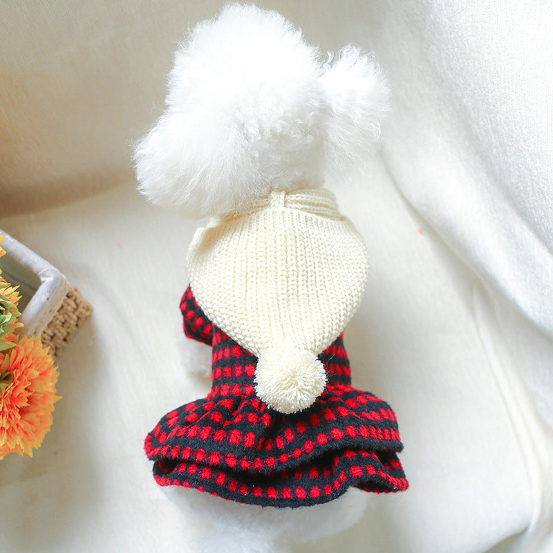 Spot cross-border hot-selling pet puppy and cat clothes source factory autumn and winter new blue noble dress skirt