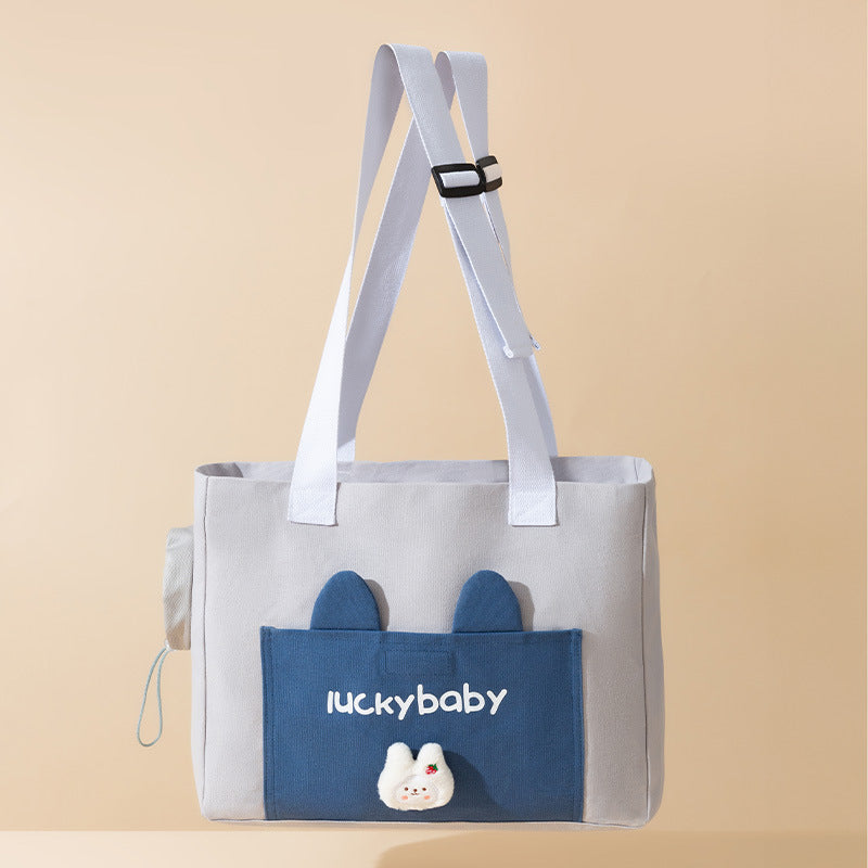 Cute canvas outing bag with exposed head and bee shape cat bag shoulder bag small dog handbag pet dog bag