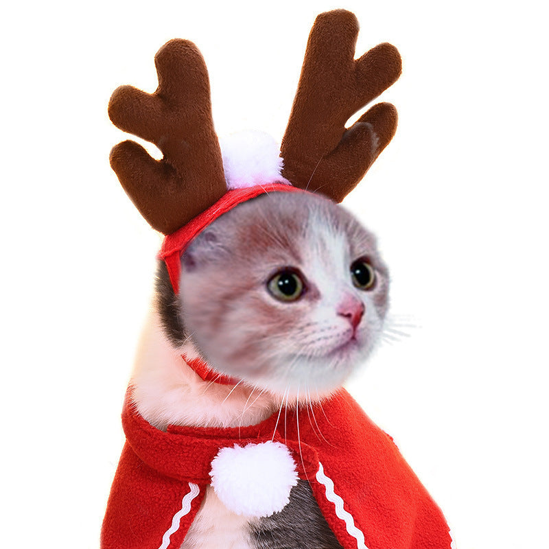 Amazon Pet Christmas Cape Hat Holiday Suit Dog Transformation Costume Christmas Dress Up Pet Clothes
