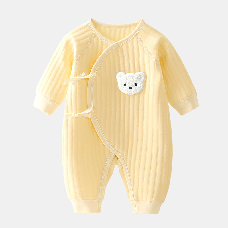 Newborn clothes autumn and winter butterfly clothes three-layer warm baby crawling clothes spring and autumn romper baby one-piece clothes year clothes
