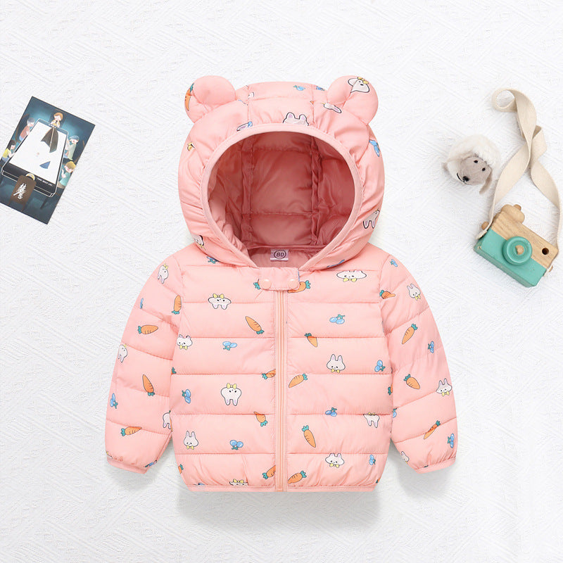 Foreign trade 2025 autumn and winter new cartoon children's down cotton jackets for boys and girls medium and large children's light baby jackets