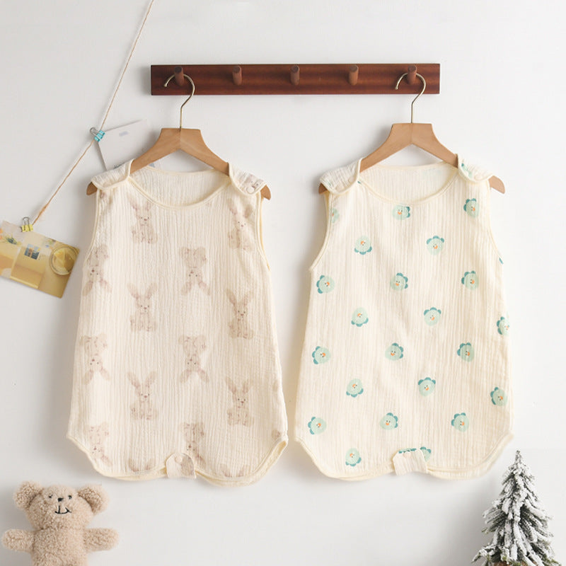 Newborn baby sleeping bag baby gauze sleeping bag children spring and summer thin anti-kick quilt four seasons universal children's pajamas