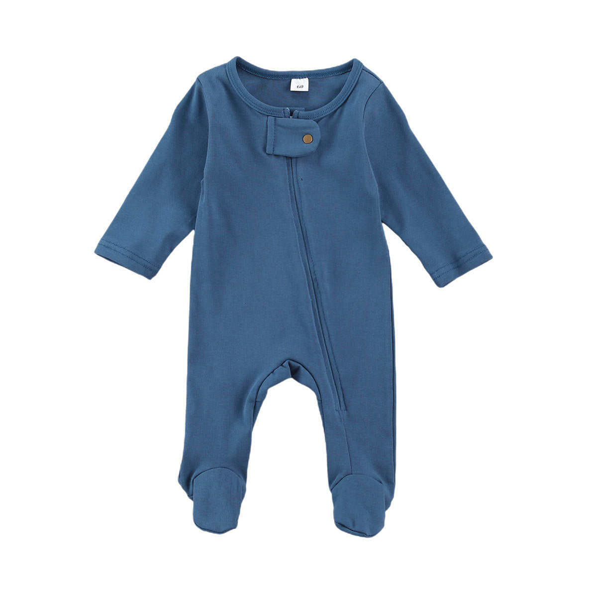 Children's clothing 2021 spring and autumn male and female baby onesies solid color long-sleeved zipper footwear romper infant clothes