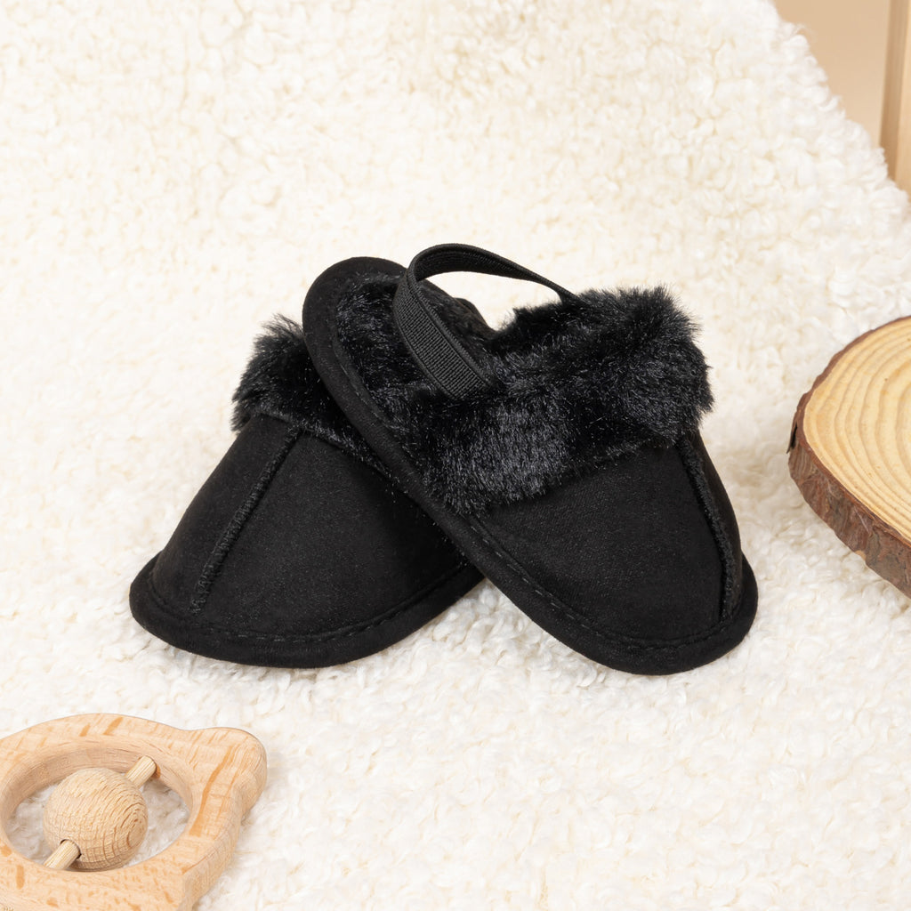 Autumn and winter popular toddler shoes baby shoes 0-1 years old warm shoes cotton shoes casual soft sole plus velvet baby shoes fur shoes