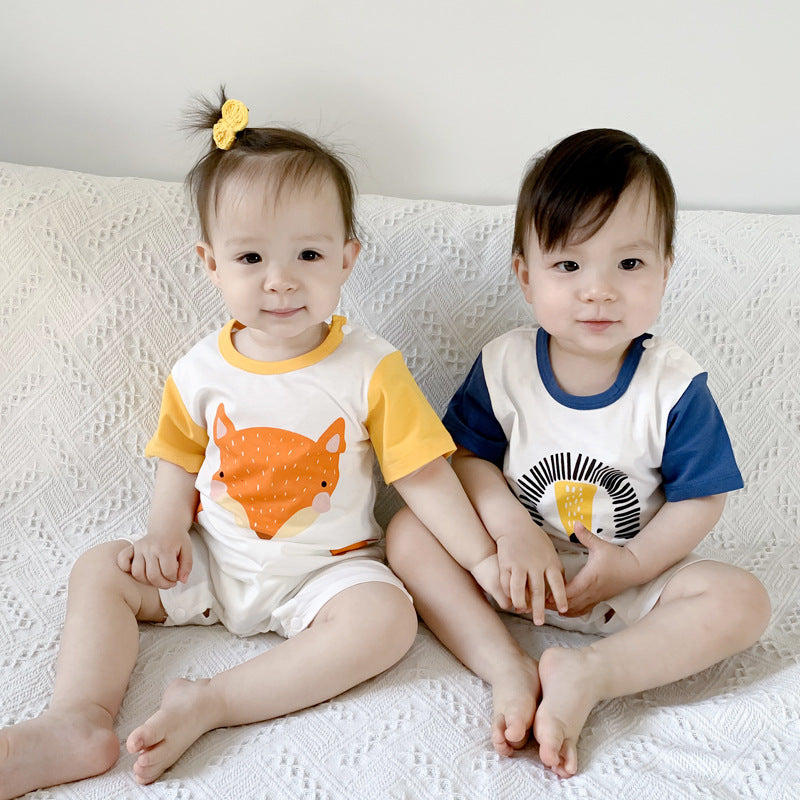 Category A baby clothes short-sleeved cotton cross-border summer foreign trade ins style baby short crawling jumpsuit one piece drop shipping