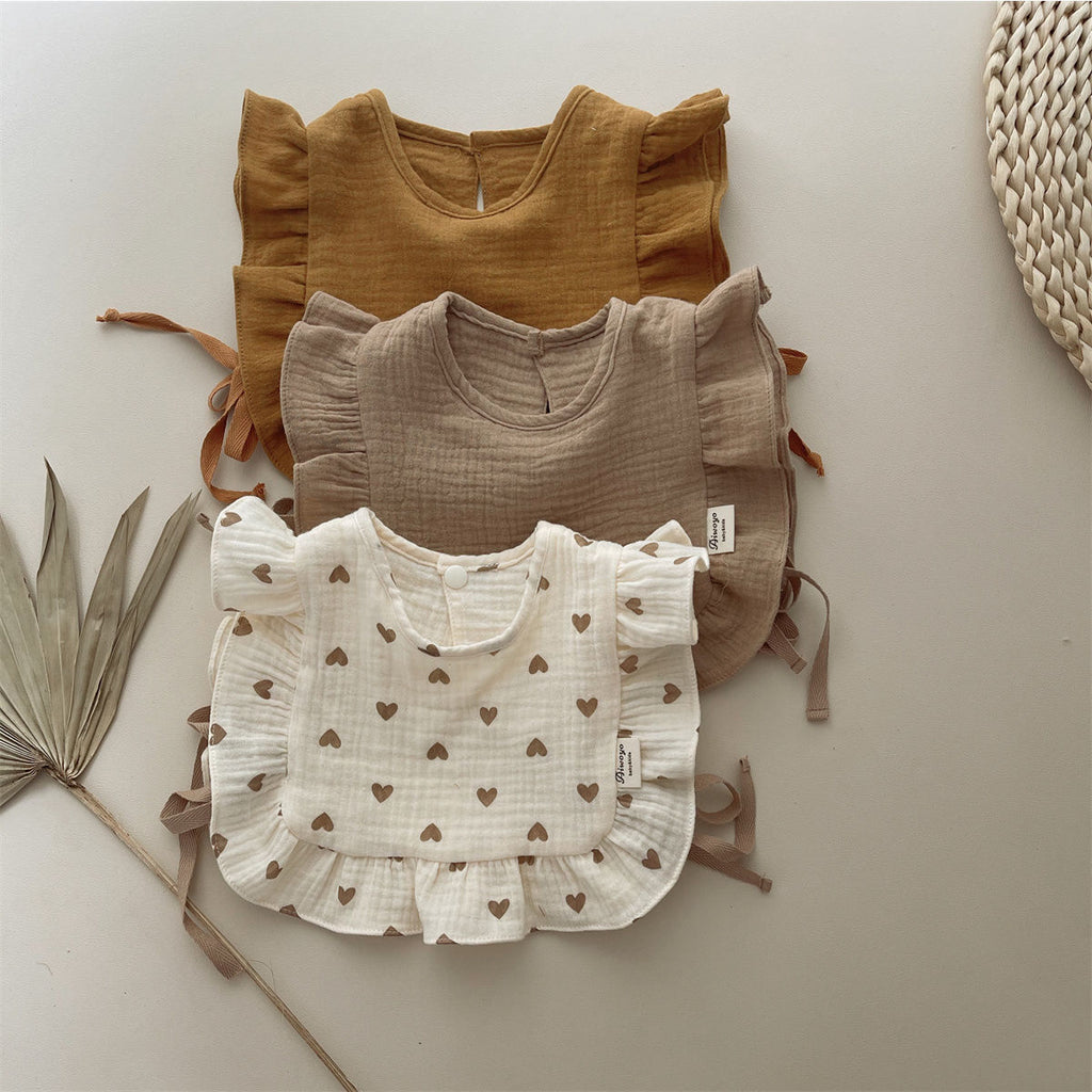 ins autumn and winter pure cotton gauze bib baby lace bib baby tie bib fake collar neck anti-spitting milk