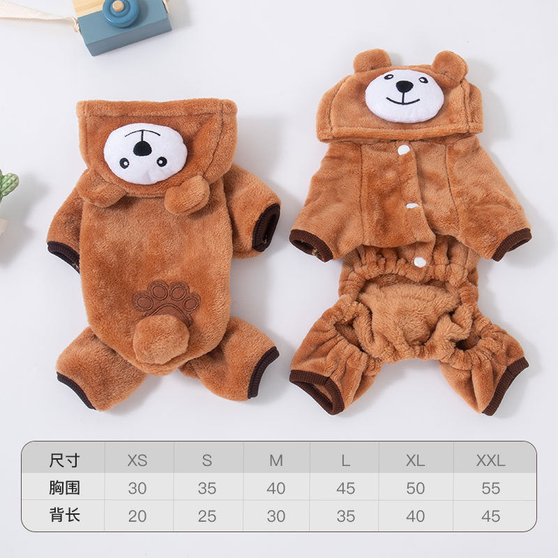 Autumn and winter dog clothes warm thick coral fleece puppy transformation clothes teddy corgi cat pet clothing wholesale