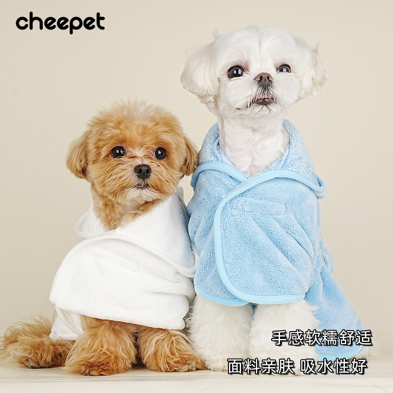 Pet bathrobe for small and medium-sized dogs, dog absorbent towel, Teddy Schnauzer soft full-wrapped towel clothes bathrobe