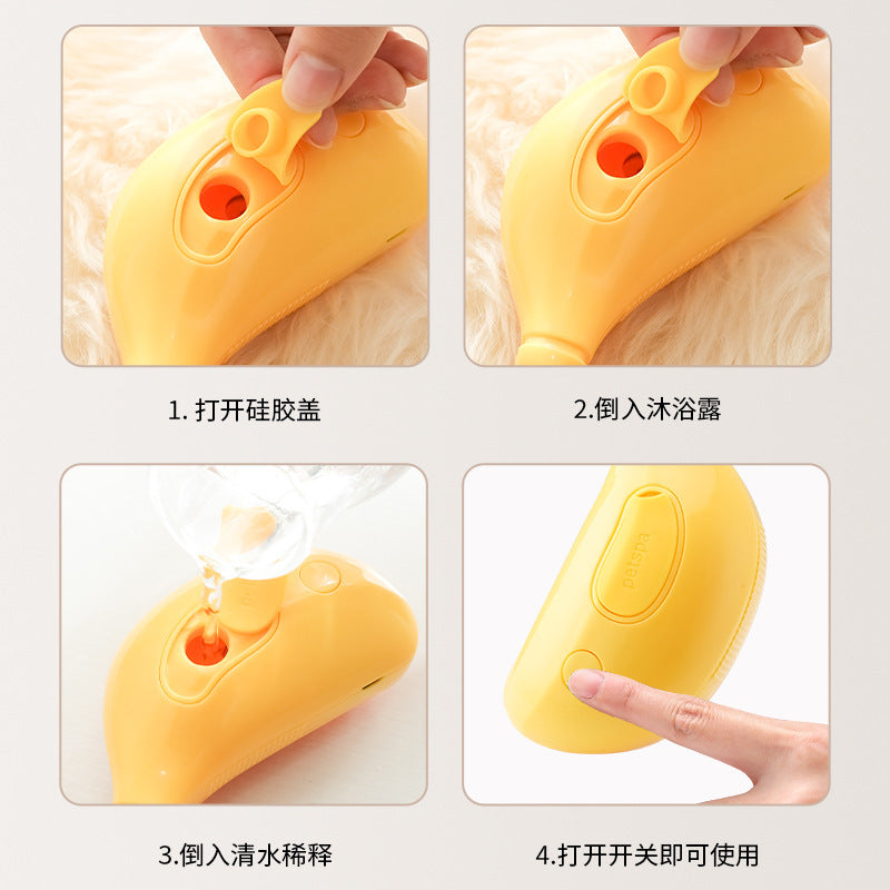Pet spray massage comb one-click spray anti-flying hair massage bath to remove floating hair one-click spray banana massage brush