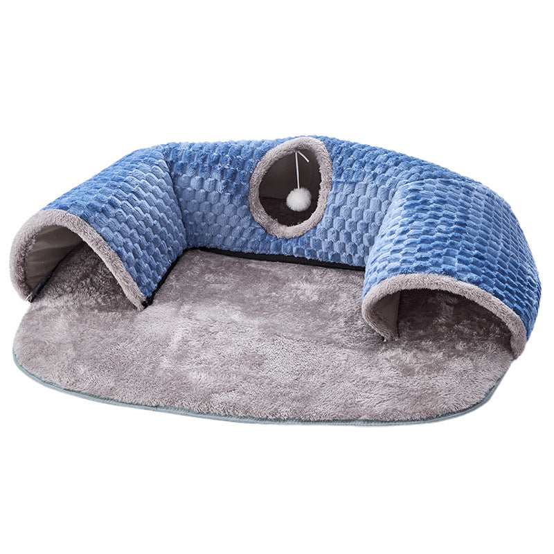 Popular autumn and winter cat nest tunnel hide and seek play sleep all-in-one multifunctional cat toy warm mat pet nest