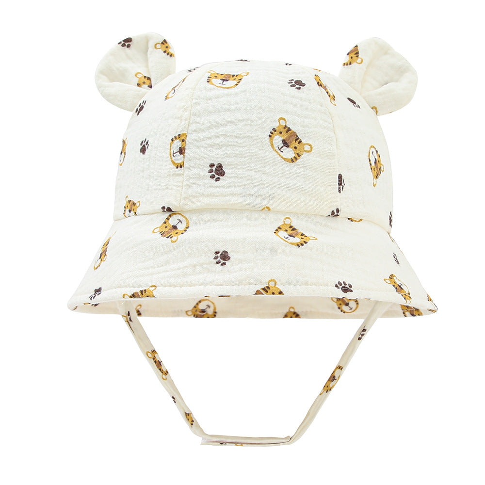 INS Baby Pure Cotton Bucket Hat European and American Baby New Rabbit Ears Bucket Hat Solid Color Sun Hat Cross-Border 3-12m