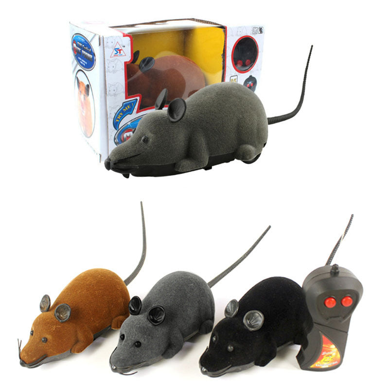 Flocking remote control mouse electric prank animal model children's pet toy to tease dogs and cats interactive products