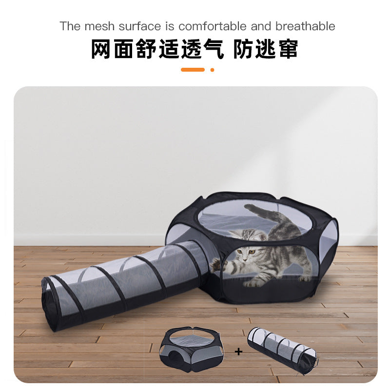 Cross-border new outdoor folding cat tunnel tent two-piece cat bed toy household pet cat channel wholesale
